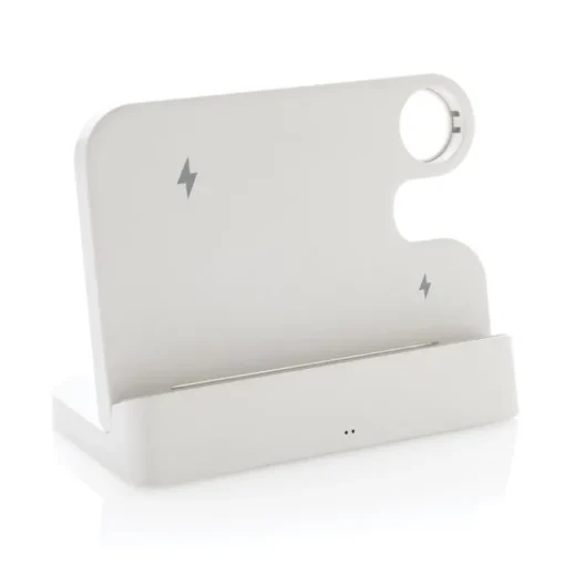 Gift Campaign Supporto in ABS riciclato con caricatore wireless per 3 dispositivi> Caricabatterie