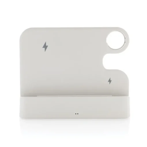 Gift Campaign Supporto in ABS riciclato con caricatore wireless per 3 dispositivi> Caricabatterie