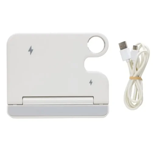 Gift Campaign Supporto in ABS riciclato con caricatore wireless per 3 dispositivi> Caricabatterie