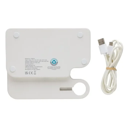 Gift Campaign Supporto in ABS riciclato con caricatore wireless per 3 dispositivi> Caricabatterie
