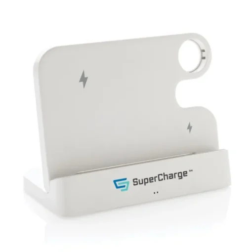 Gift Campaign Supporto in ABS riciclato con caricatore wireless per 3 dispositivi> Caricabatterie
