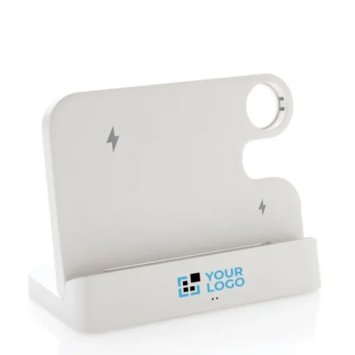 Gift Campaign Supporto in ABS riciclato con caricatore wireless per 3 dispositivi> Caricabatterie
