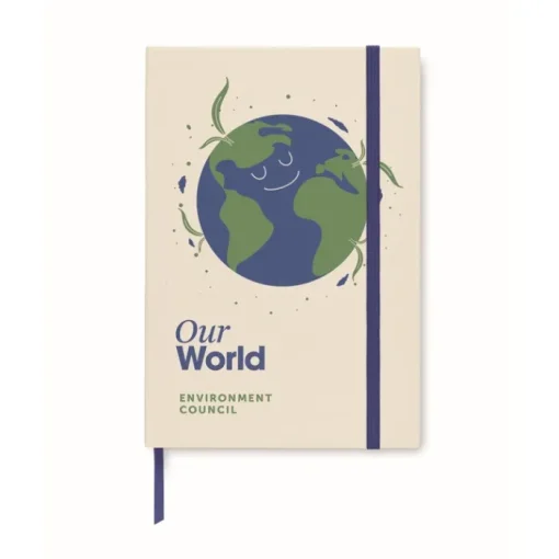 Gift Campaign Taccuini ecologici con logo A5 riciclati con elastico pagine a righe EcoMilk> Taccuini Ecologici|Quaderni A5