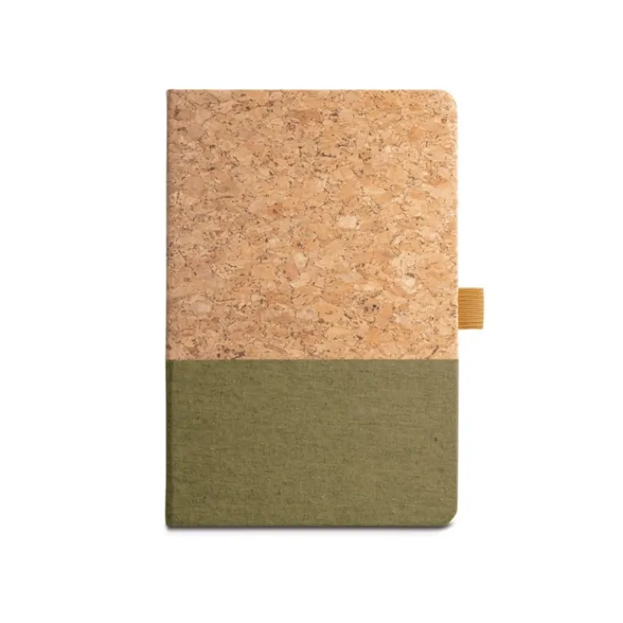 Gift Campaign Taccuini ecologici personalizzati a righe copertina sughero e lino Greener Colors> Taccuini Ecologici|Quaderni A5
