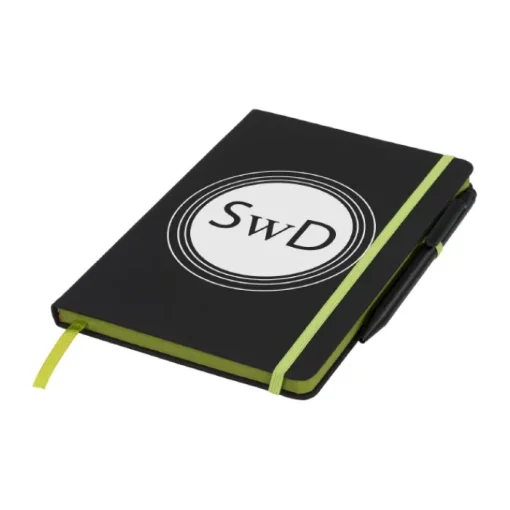 Gift Campaign Taccuino nero A5 con penna elastico colorato pagine a righe BlackBook> Taccuini Con Penna|Quaderni A5