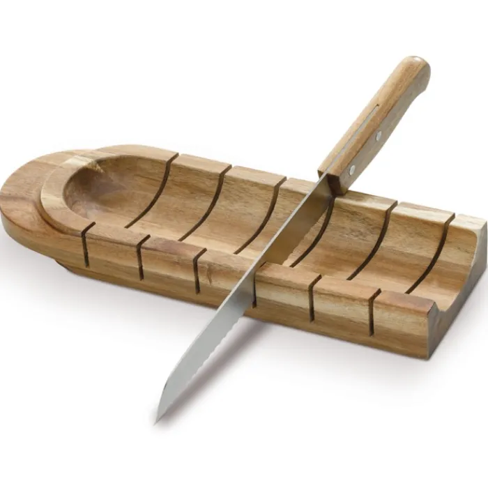 Gift Campaign Tagliere da pane in di acacia con scanalature e coltello> Taglieri