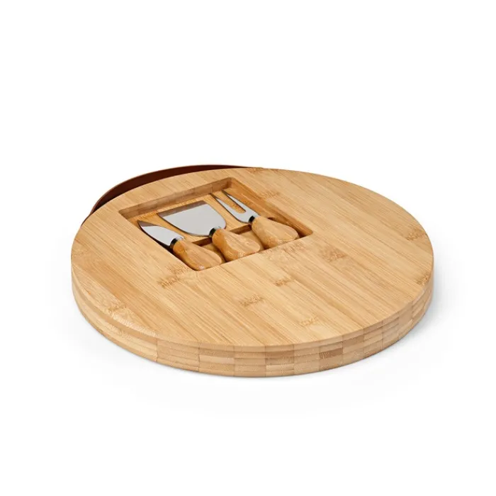 Gift Campaign Tagliere in bambù con maniglia e tre utensili per il formaggio inclusi> Taglieri
