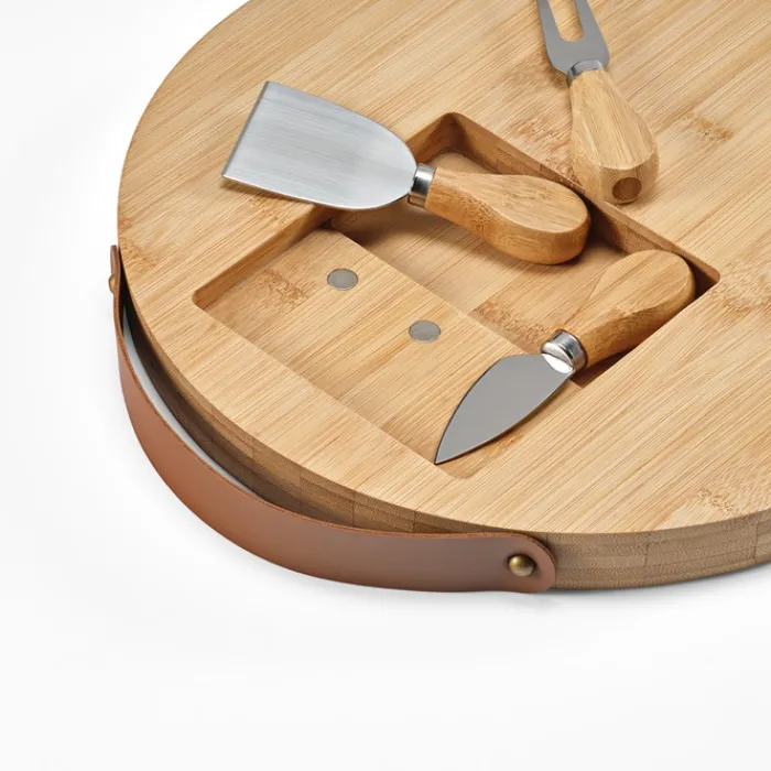 Gift Campaign Tagliere in bambù con maniglia e tre utensili per il formaggio inclusi> Taglieri