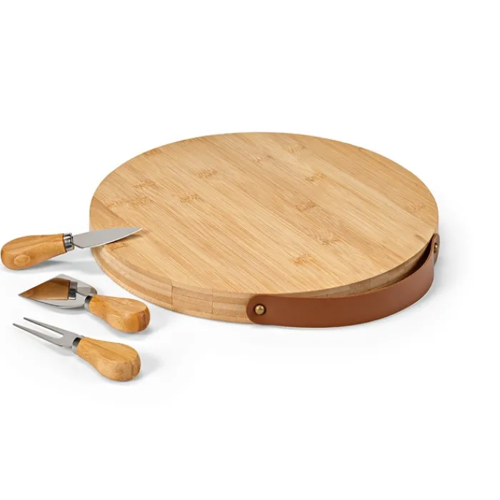 Gift Campaign Tagliere in bambù con maniglia e tre utensili per il formaggio inclusi> Taglieri