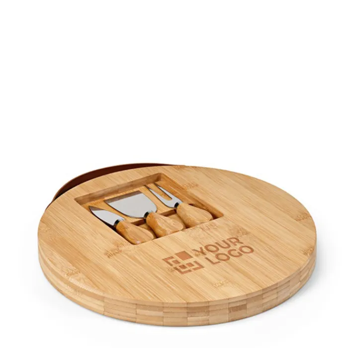 Gift Campaign Tagliere in bambù con maniglia e tre utensili per il formaggio inclusi> Taglieri