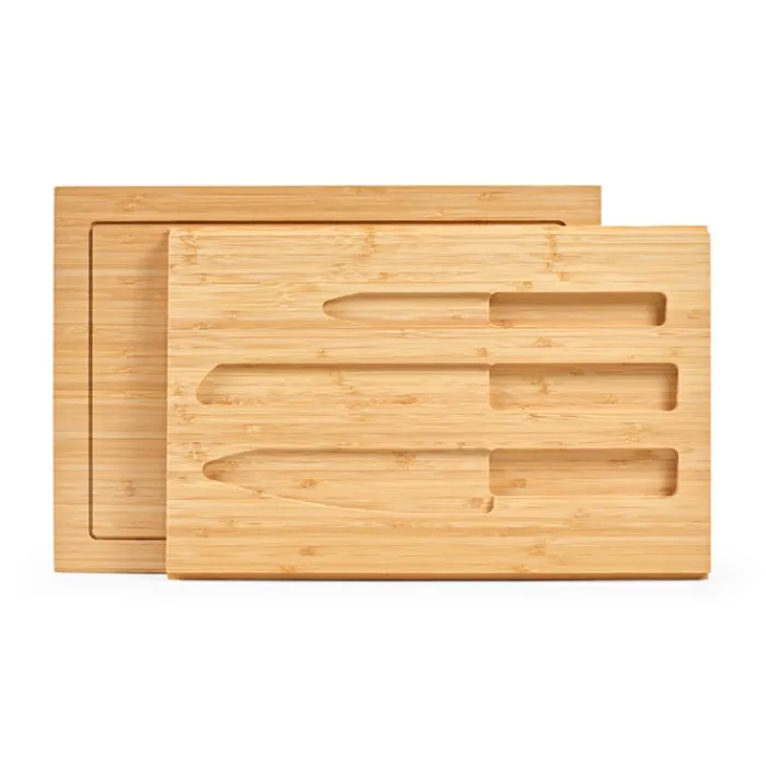 Gift Campaign Tagliere in bambù con scomparto scorrevole per tre coltelli da cucina> Taglieri