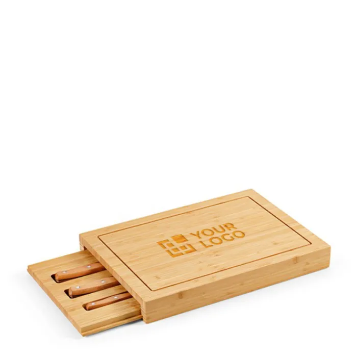Gift Campaign Tagliere in bambù con scomparto scorrevole per tre coltelli da cucina> Taglieri