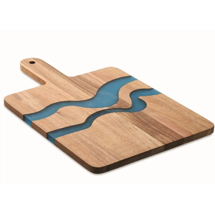 Gift Campaign Tagliere in di acacia con dettagli blu in resina epossidica> Taglieri