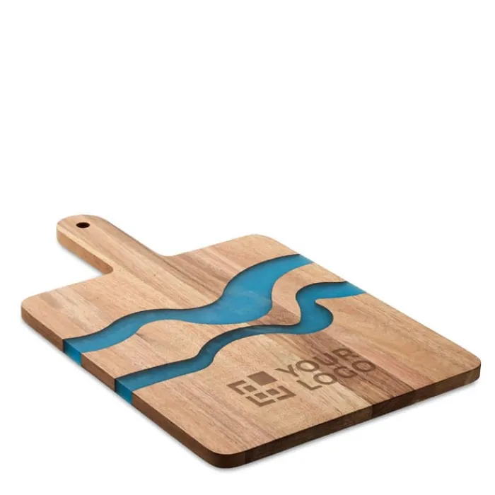 Gift Campaign Tagliere in di acacia con dettagli blu in resina epossidica> Taglieri