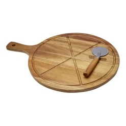 Gift Campaign Tagliere in di acacia con 6 scanalature e rotella tagliapizza> Altri Utensili Da Cucina