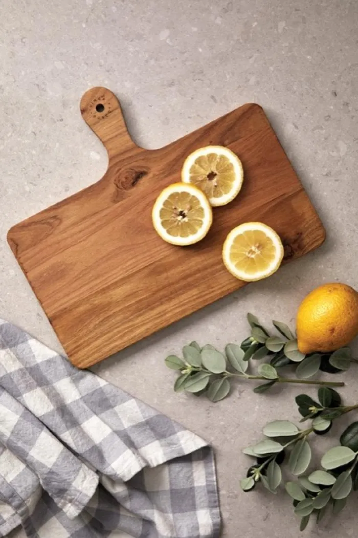 Gift Campaign Tagliere orizzontale pubblicitario in pregiato e manico TeakWood> Taglieri