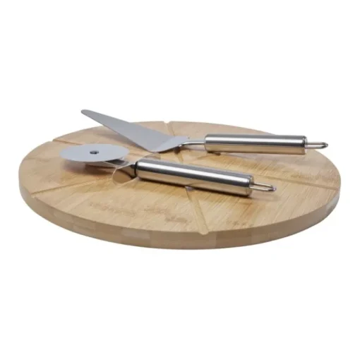 Gift Campaign Tagliere per pizza in legno con rotella taglia pizza e paletta Bamboo> Altri Utensili Da Cucina