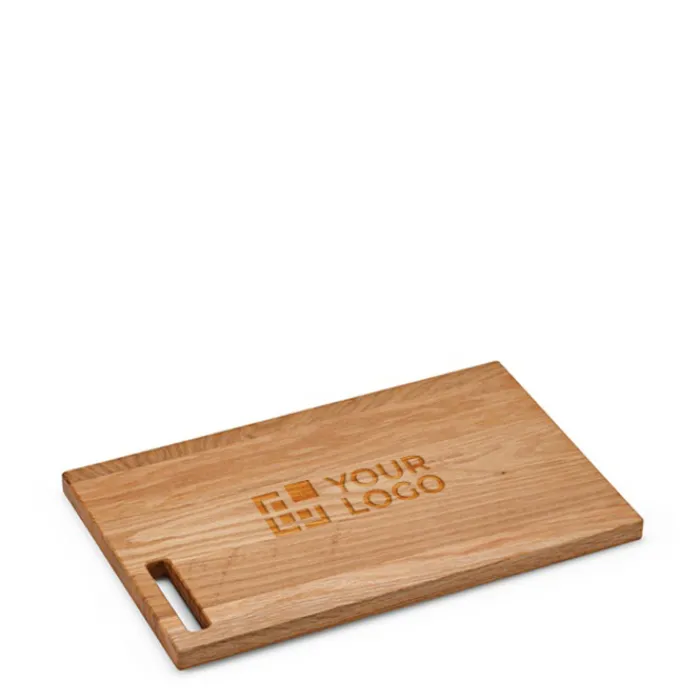 Gift Campaign Tagliere promozionale in rovere con maniglia nell'angolo> Taglieri