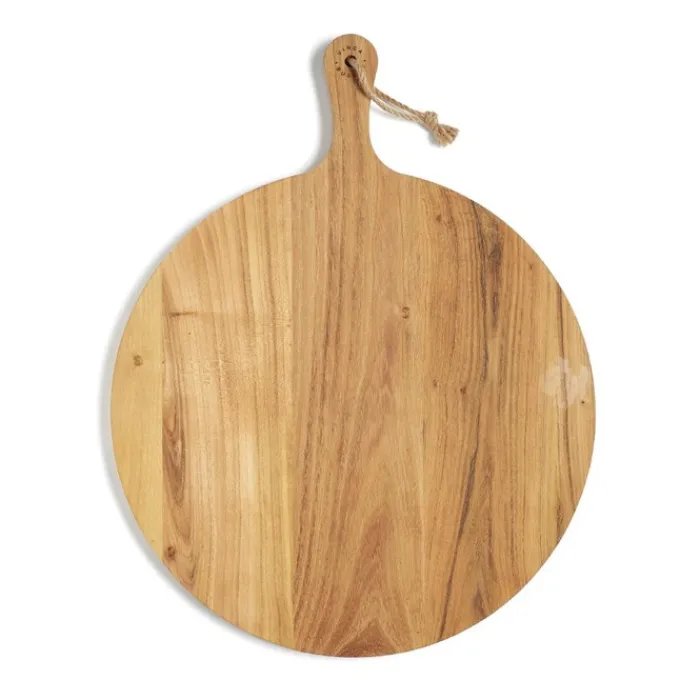 Gift Campaign Tagliere rotondo con logo in pregiato e manico TeakWood> Taglieri