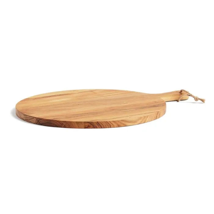 Gift Campaign Tagliere rotondo con logo in pregiato e manico TeakWood> Taglieri