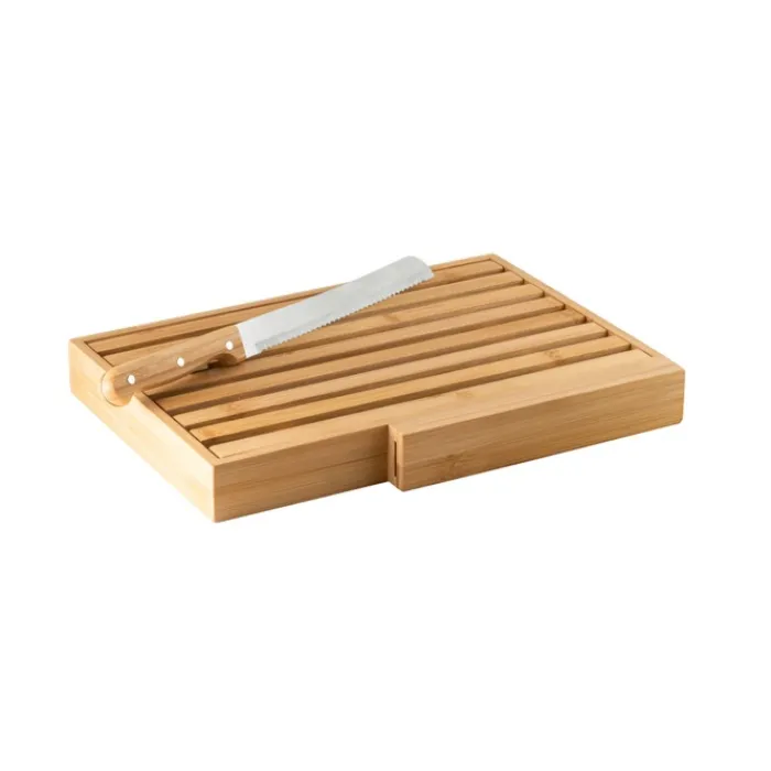 Gift Campaign Taglieri in bambù personalizzabili per pane con coltello in acciaio Migas> Taglieri
