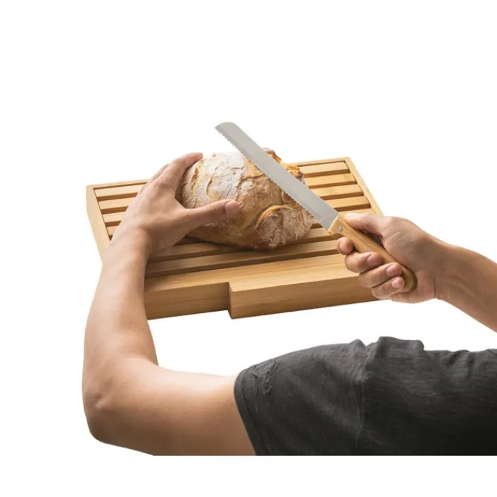 Gift Campaign Taglieri in bambù personalizzabili per pane con coltello in acciaio Migas> Taglieri