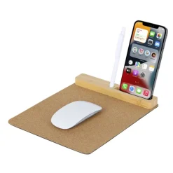 Gift Campaign Tappetino in sughero e bambù con supporto per cellulare e prese USB> Tappetini Per Mouse