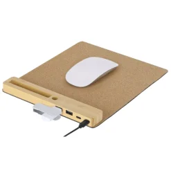 Gift Campaign Tappetino in sughero e bambù con supporto per cellulare e prese USB> Tappetini Per Mouse