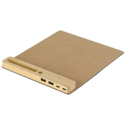 Gift Campaign Tappetino in sughero e bambù con supporto per cellulare e prese USB></noscript> Tappetini Per Mouse