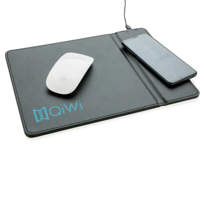 Gift Campaign Tappetino per mouse con logo in PU con base di ricarica Wireless> Tappetini Per Mouse