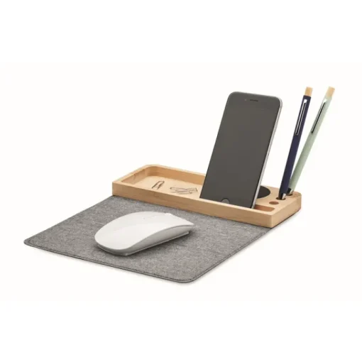 Gift Campaign Tappetino per mouse rPET con organizzatore da scrivania e caricatore> Tappetini Per Mouse