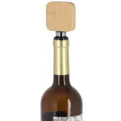 Gift Campaign Tappo per bottiglie in bambù e acciaio a con apribottiglie quadrato> Gadget Per Vino|Apribottiglie Personalizzati