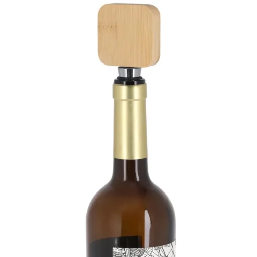 Gift Campaign Tappo per bottiglie in bambù e acciaio a con apribottiglie quadrato> Gadget Per Vino|Apribottiglie Personalizzati