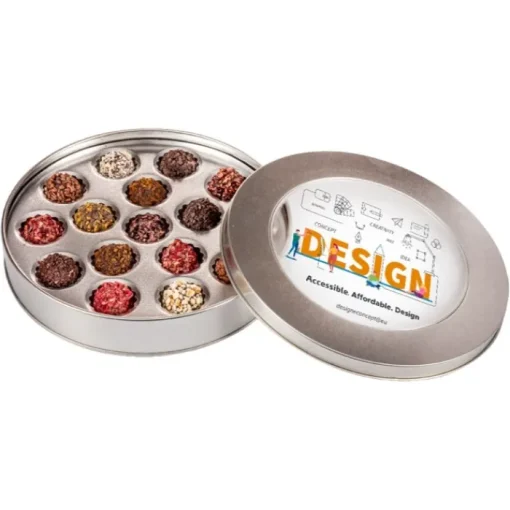 Gift Campaign Tartufi al cioccolato con vari ripieni gourmet in scatola di metallo> Cioccolatini