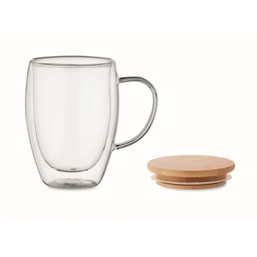 Gift Campaign Tazza allungata in vetro a doppia parete con coperchio in bambù 300 ml> Tazzine Da Caffè E Tazze Tè