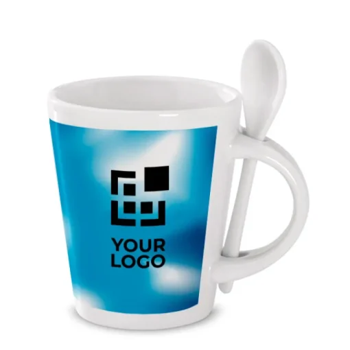 Gift Campaign Tazza aziendale sublimatica in ceramica con cucchiaio 300ml Sublimcon> Tazze Per Sublimazione Con Foto