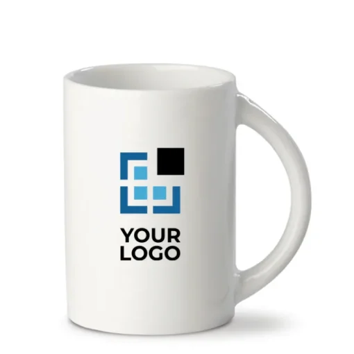 Gift Campaign Tazza bianca cilindrica in porcellana con manico semicircolare 300ml> Tazze Mug