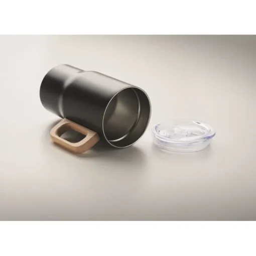 Gift Campaign Tazza da viaggio in acciaio inox riciclato e manico in legno 350ml> Bicchieri Termici Personalizzati