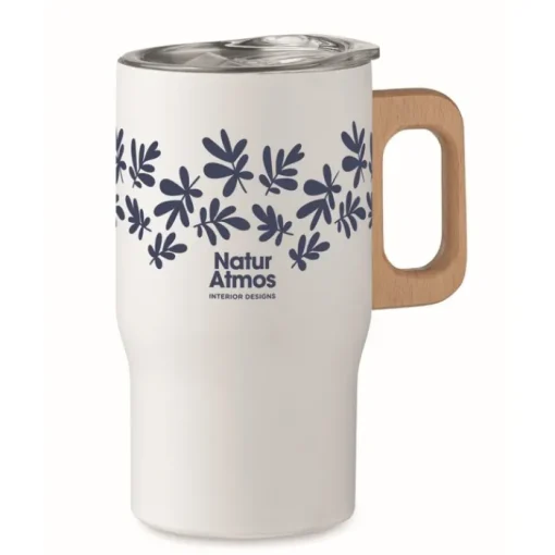 Gift Campaign Tazza da viaggio in acciaio inox riciclato e manico in legno 350ml> Bicchieri Termici Personalizzati