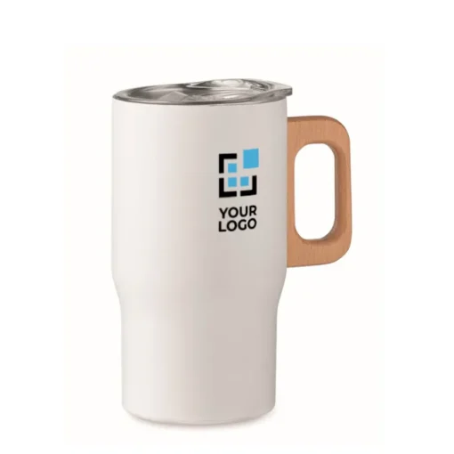 Gift Campaign Tazza da viaggio in acciaio inox riciclato e manico in legno 350ml> Bicchieri Termici Personalizzati