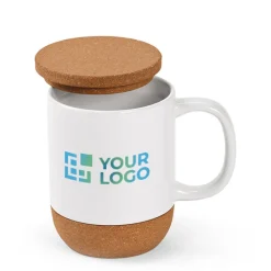 Gift Campaign Tazza ecologica di ceramica con coperchio e base in sughero da 350 ml></noscript> Tazze Mug