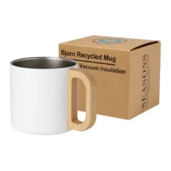 Gift Campaign Tazza in acciaio inox riciclato con manico in legno di faggio 360ml> Gadget Ecologici