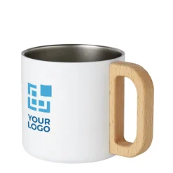 Gift Campaign Tazza in acciaio inox riciclato con manico in legno di faggio 360ml><noscript><img width=