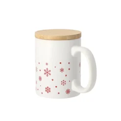Gift Campaign Tazza in ceramica con fiocchi di neve e coperchio in bambù da 300ml><noscript><img width=