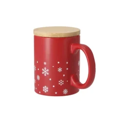 Gift Campaign Tazza in ceramica con fiocchi di neve e coperchio in bambù da 300ml><noscript><img width=