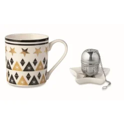 Gift Campaign Tazza in ceramica decorata da 320ml con piattino e filtro Tea Box> Gadget Natalizi