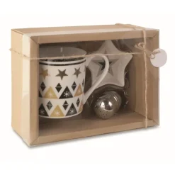 Gift Campaign Tazza in ceramica decorata da 320ml con piattino e filtro Tea Box> Gadget Natalizi
