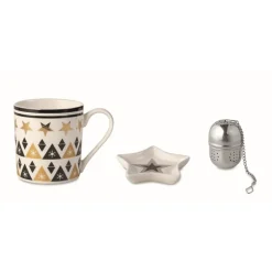 Gift Campaign Tazza in ceramica decorata da 320ml con piattino e filtro Tea Box></noscript> Gadget Natalizi