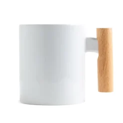Gift Campaign Tazza in ceramica ideale per sublimazione con manico in legno 325ml> Tazze Per Sublimazione Con Foto