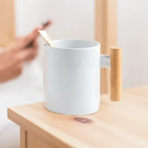 Gift Campaign Tazza in ceramica ideale per sublimazione con manico in legno 325ml> Tazze Per Sublimazione Con Foto